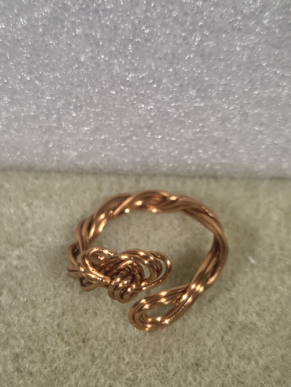 Handcrafted Twisted Copper Knot Ring - Copper Tone
